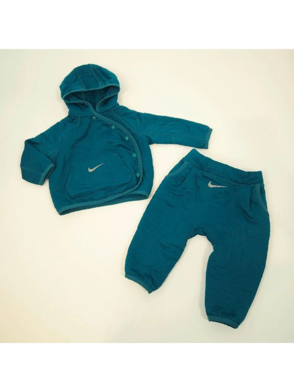 Nike Ready, Snap Jacket & Pants Set Hooded Teal 2 Piece Quilted Baby Size 12M
